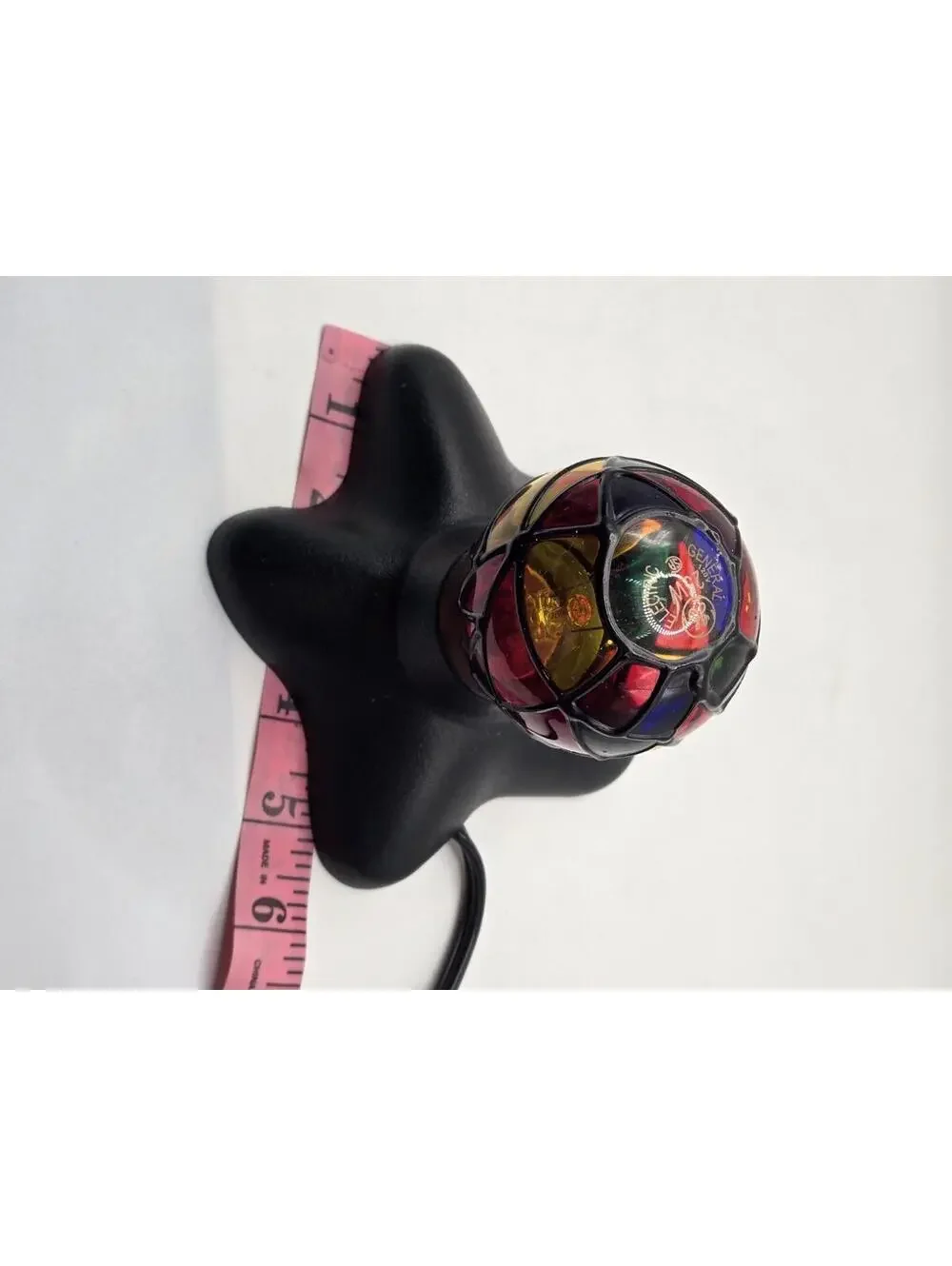 Vtg 2003 GE Stained Glass Light Bulb Y2K Mosaic Novelty Black Star Base